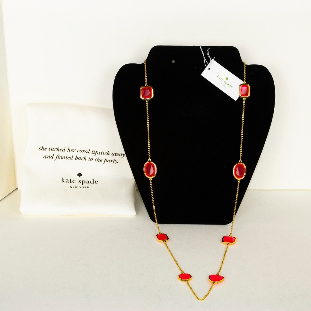 Gold necklace Kate Spade New York Pink jewels